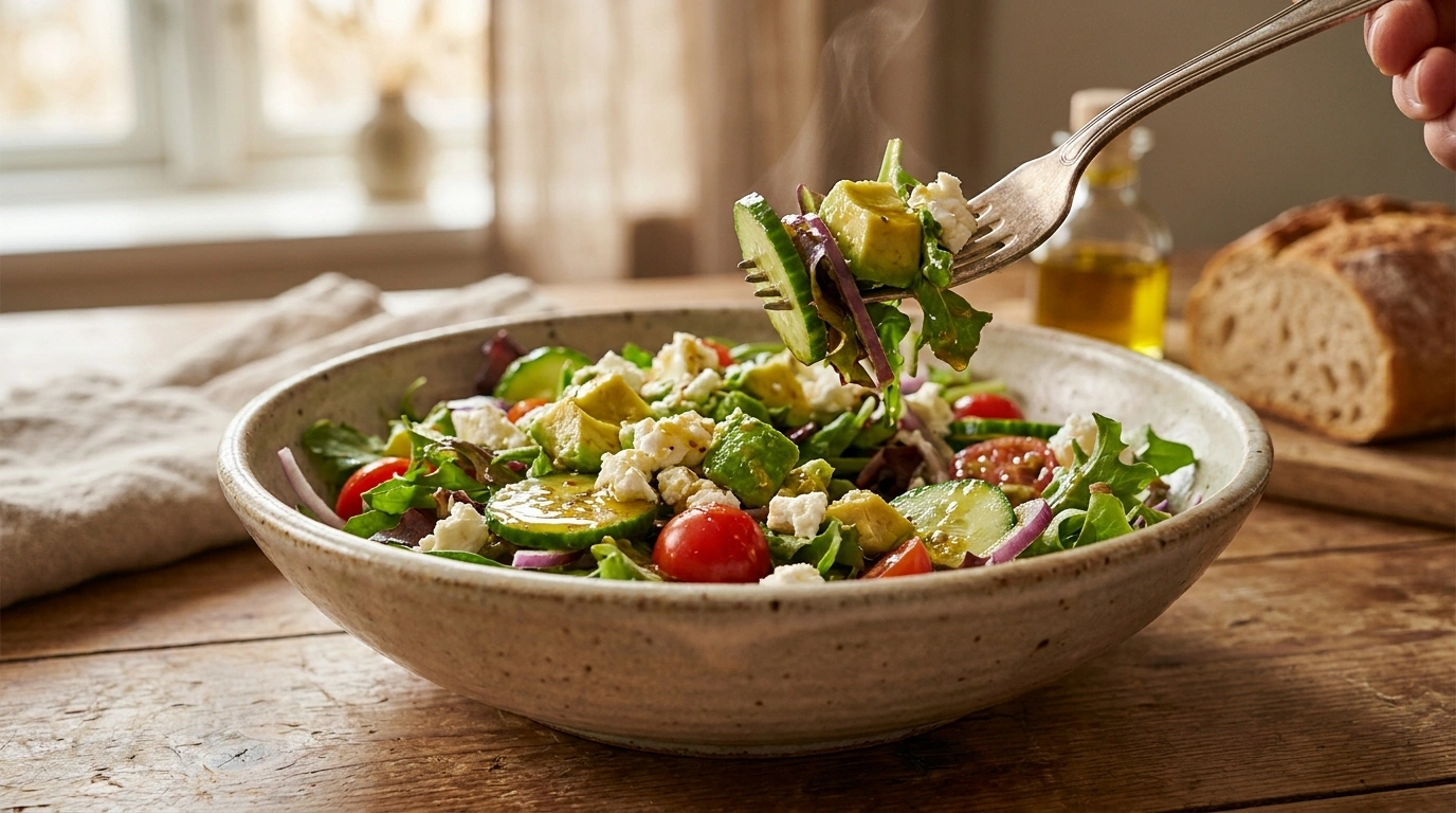 Nem salat med avocado og feta